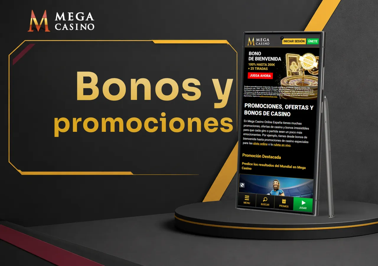 Teléfono con la sección de bonos y promociones disponibles para los jugadores.